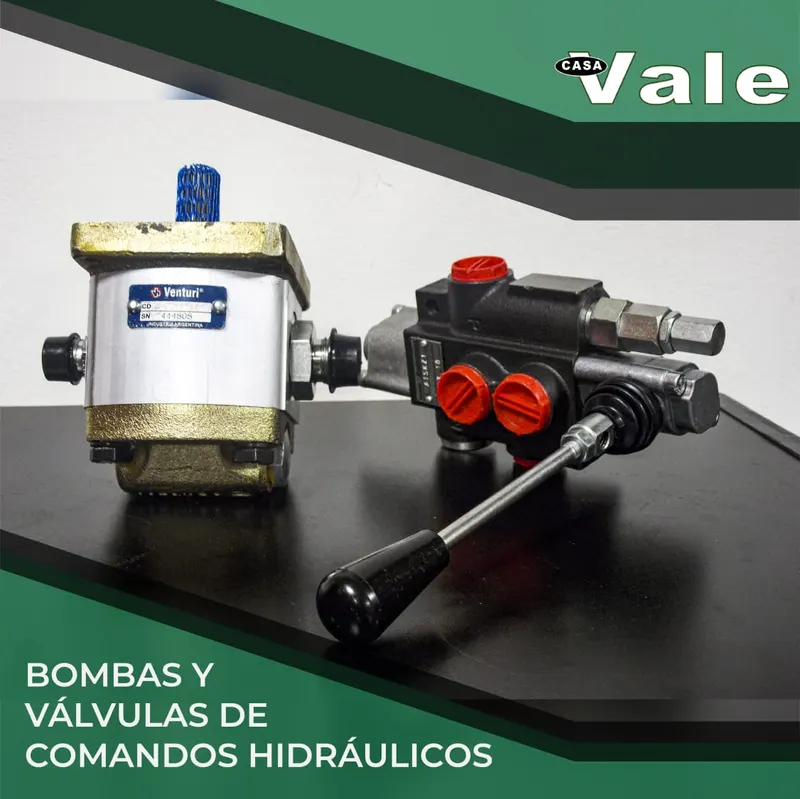 Bomba hidráulica y válvula de comando hidráulico, de los repuestos que se venden en Casa Vale